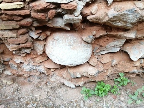 Stone projectile used in the construction of the qasbah's walls.